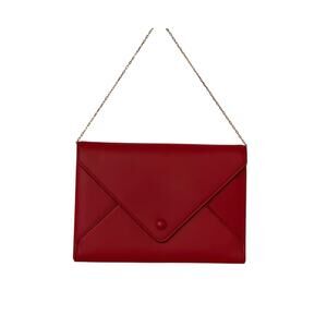 The Row Ruby Red Mini Envelope Clutch Evening bag w/ Gold Jewelry Chain Strap